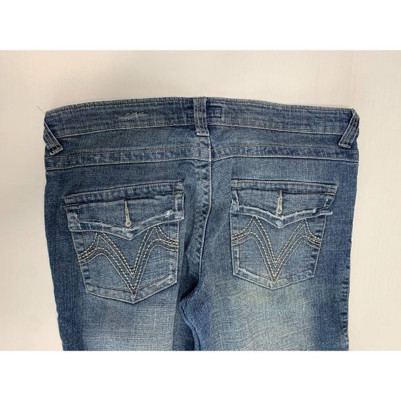 Leemo Jeans Juniors Size 11 12 Jeans Cropped Capri Jeans Vintage Y2k Flap Back P - Picture 3 of 5